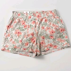 NWT Briggs Ladies’ Linen Blend Short, Pink floral M XXL